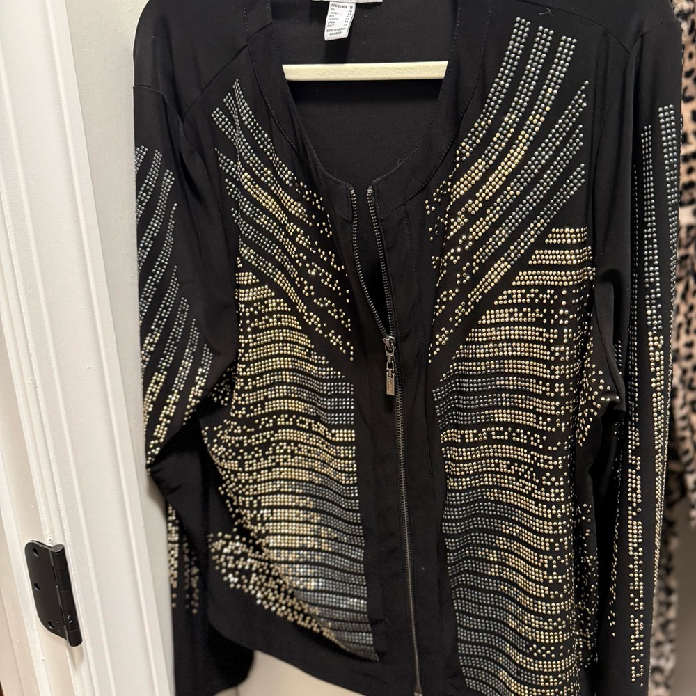Joseph Ribkoff Black and Gold Embellished Top